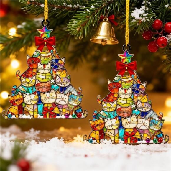 Cat Christmas Ornaments Gift for Cat Lovers & Home Decor Holiday Cat Decor (1pc) - Picture 5 of 7